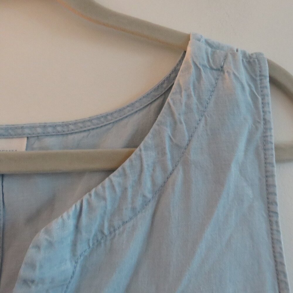 J. JILL Light Denim Maxi Chambray Dress Coastal Lagenlook Minimalist Size XL P - Picture 5 of 14